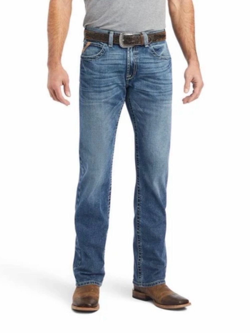 Ariat Men's M5 Straight Fit Straight Leg Stretch Blue Jeans Sz 36x36 EUC $90